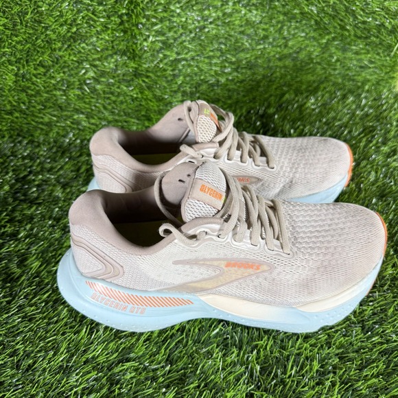Brooks Glycerin GTS 21 Women's Running Shoes Tan Light Blue Orange Size 8.5B - Picture 3 of 9
